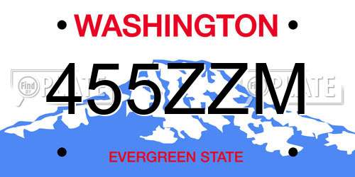 455ZZM Washington License Plate