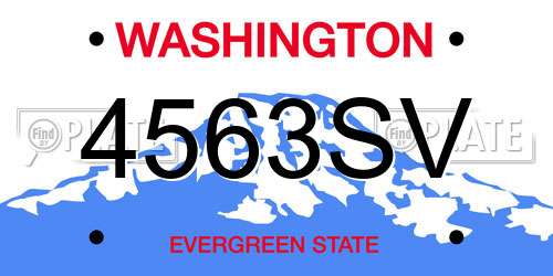 4563SV Washington License Plate