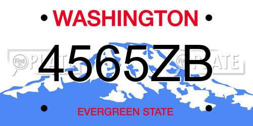 4565ZB Washington License Plate