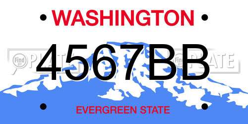 4567BB Washington License Plate