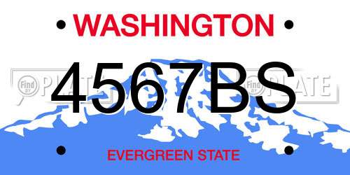 4567BS Washington License Plate