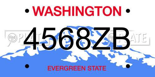 4568ZB Washington License Plate