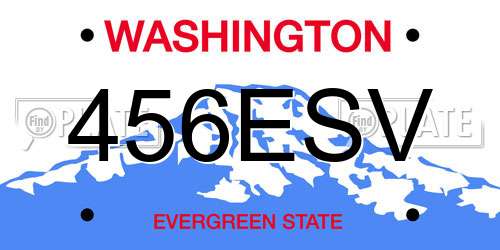 456ESV Washington License Plate