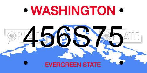 456S75 Washington License Plate