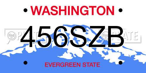 456SZB Washington License Plate