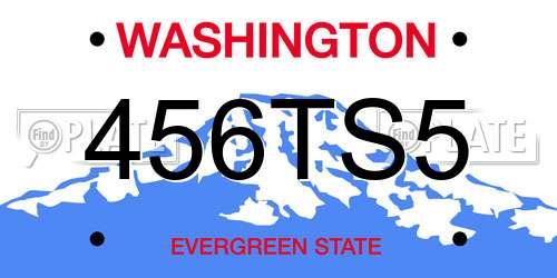 456TS5 Washington License Plate