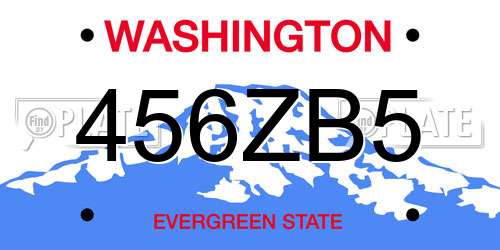 456ZB5 Washington License Plate