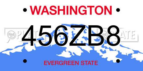 456ZB8 Washington License Plate