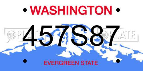 457S87 Washington License Plate