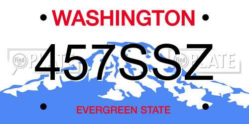 457SSZ Washington License Plate