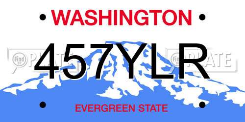 457YLR Washington License Plate