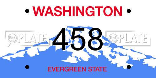 458 Washington License Plate