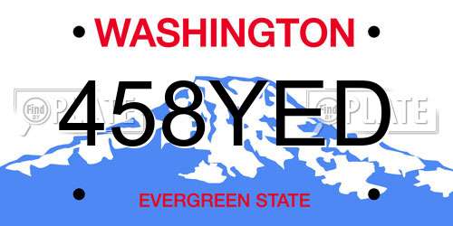 458YED Washington License Plate