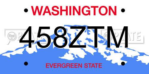 458ZTM Washington License Plate