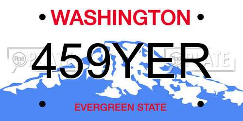 459YER Washington License Plate