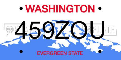 459ZOU Washington License Plate