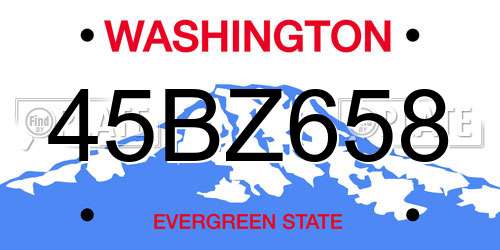 45BZ658 Washington License Plate
