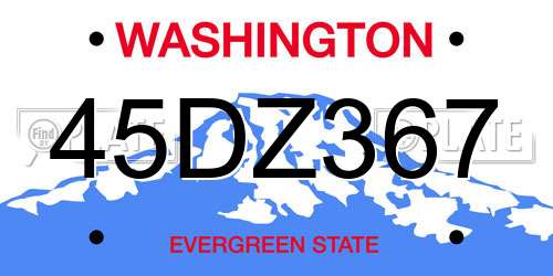 45DZ367 Washington License Plate