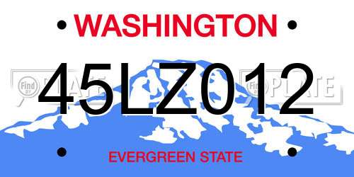 45LZ012 Washington License Plate