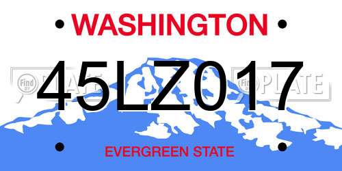 45LZ017 Washington License Plate