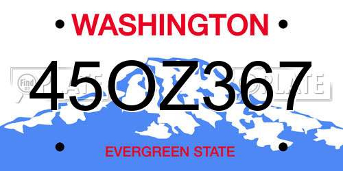 45OZ367 Washington License Plate