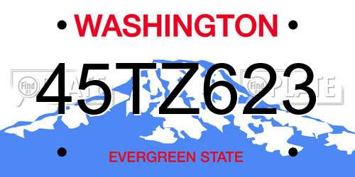 45TZ623 Washington License Plate