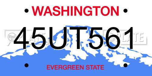 45UT561 Washington License Plate