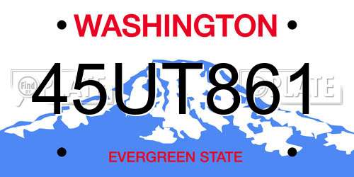 45UT861 Washington License Plate