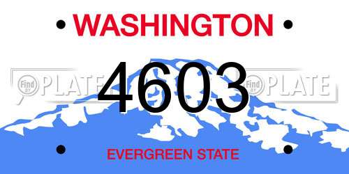 4603 Washington License Plate