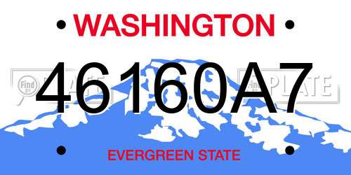 46160A7 Washington License Plate
