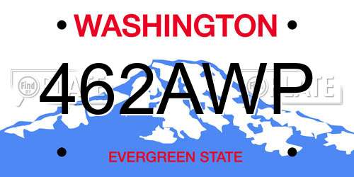 462AWP Washington License Plate