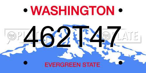 462T47 Washington License Plate