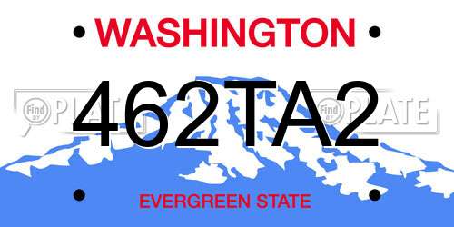 462TA2 Washington License Plate