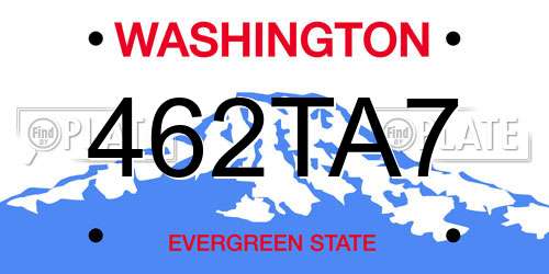 462TA7 Washington License Plate