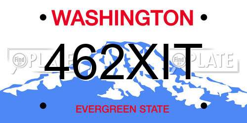 462XIT Washington License Plate