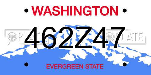462Z47 Washington License Plate
