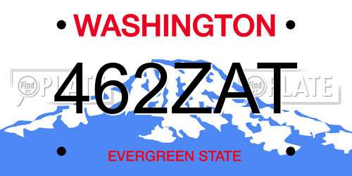 462ZAT Washington License Plate