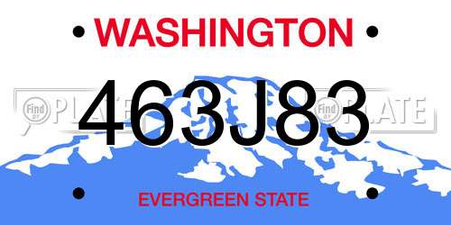 463J83 Washington License Plate