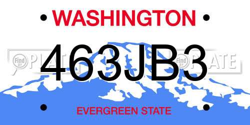 463JB3 Washington License Plate