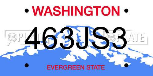 463JS3 Washington License Plate