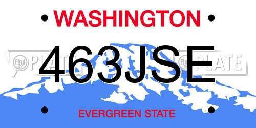 463JSE Washington License Plate