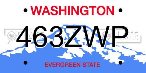 463ZWP Washington License Plate