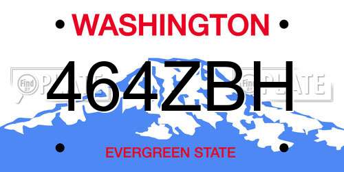 464ZBH Washington License Plate
