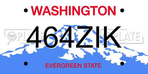 464ZIK Washington License Plate