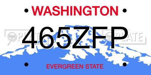 465ZFP Washington License Plate