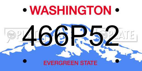 466P52 Washington License Plate