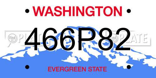 466P82 Washington License Plate