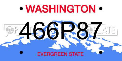 466P87 Washington License Plate