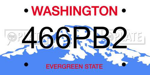 466PB2 Washington License Plate
