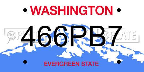466PB7 Washington License Plate